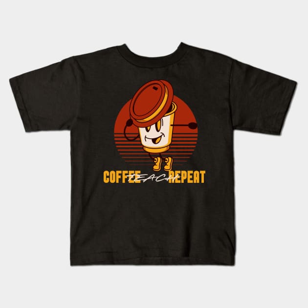 Coffee Teach Repeat Kids T-Shirt by Emmi Fox Designs